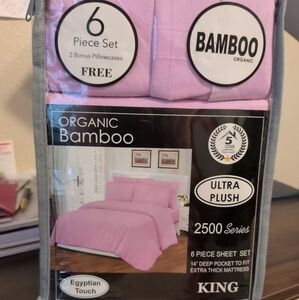 BAMBOO Organic Plush Pink King Sheet Set 2500 Series